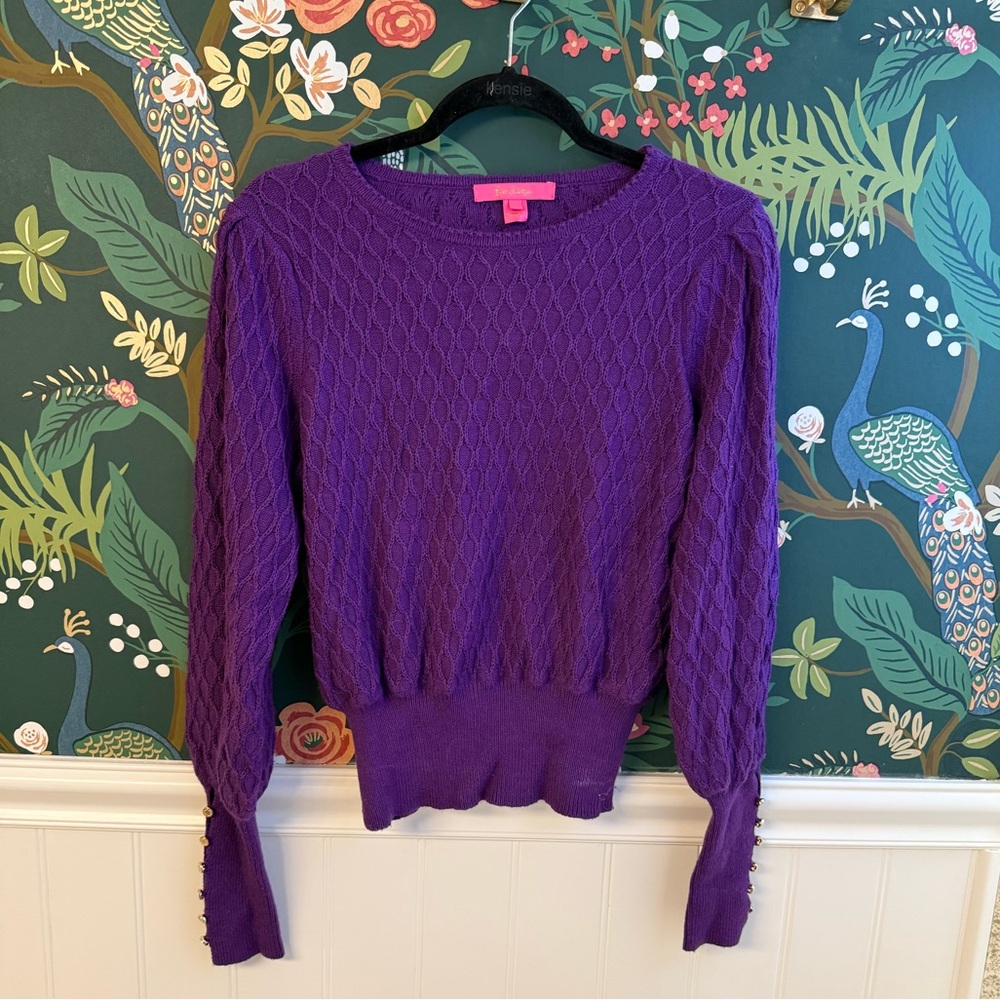 Lilly Pulitzer Purple Cable Knit Sweater